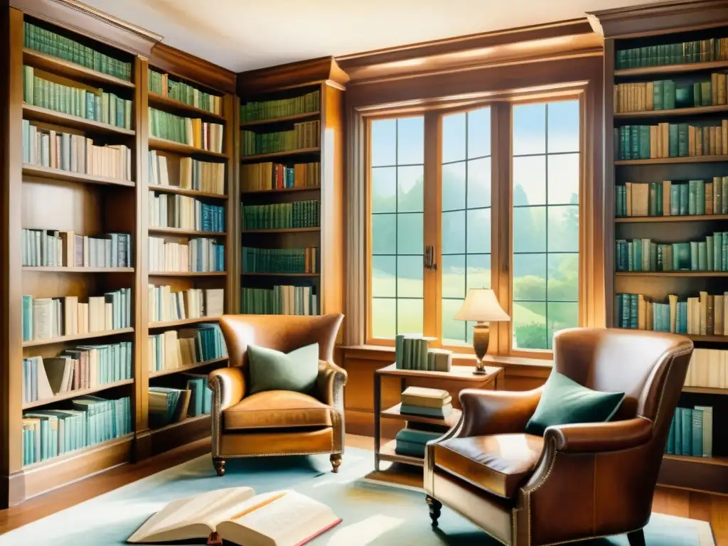 Acogedora biblioteca vintage con libros de búsqueda autógrafos poéticos primera ediciones, luz natural cálida y rincón de lectura