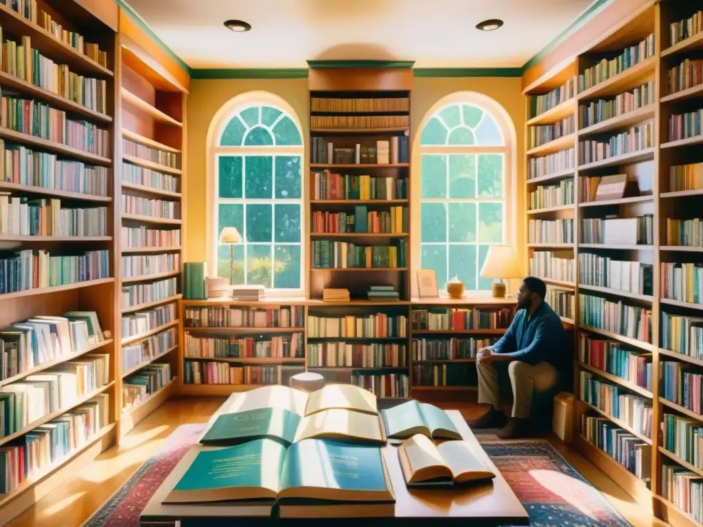 Acogedora librería con Taller de poesía especializada, luz solar y animada discusión poética