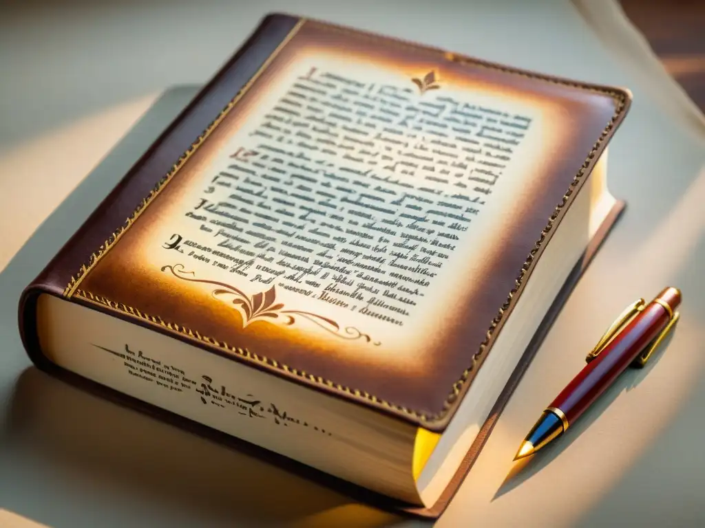 Una acuarela de 8k detallada de un libro antiguo de ediciones limitadas poemas clásicos, iluminado por una cálida luz, con elegante caligrafía y ricos colores