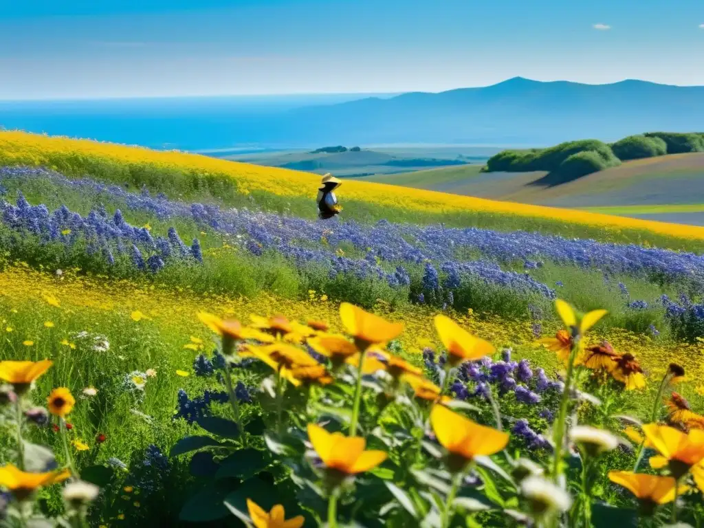 Un campo de flores silvestres bañado por el sol, donde la naturaleza inspira oda y elegía en poesía