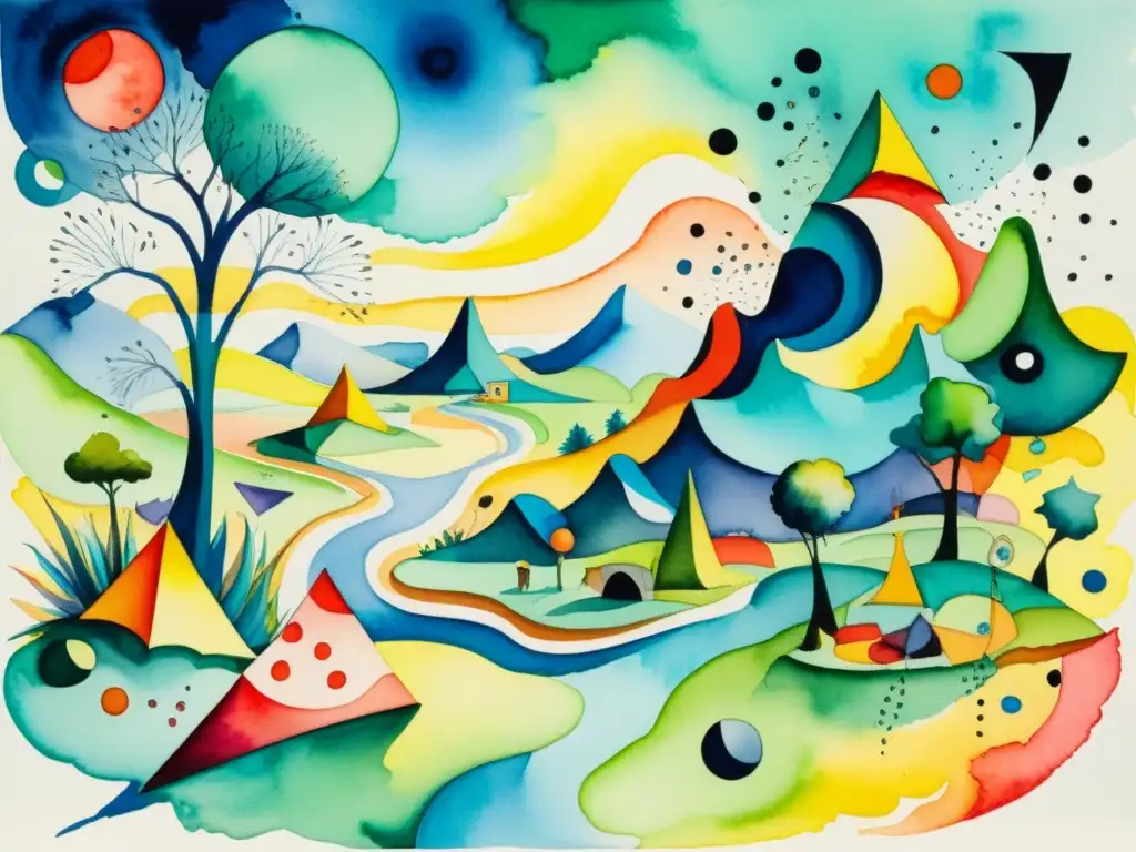 Caótica pintura surrealista que captura el espíritu del Dadaísmo con formas abstractas y colores vibrantes