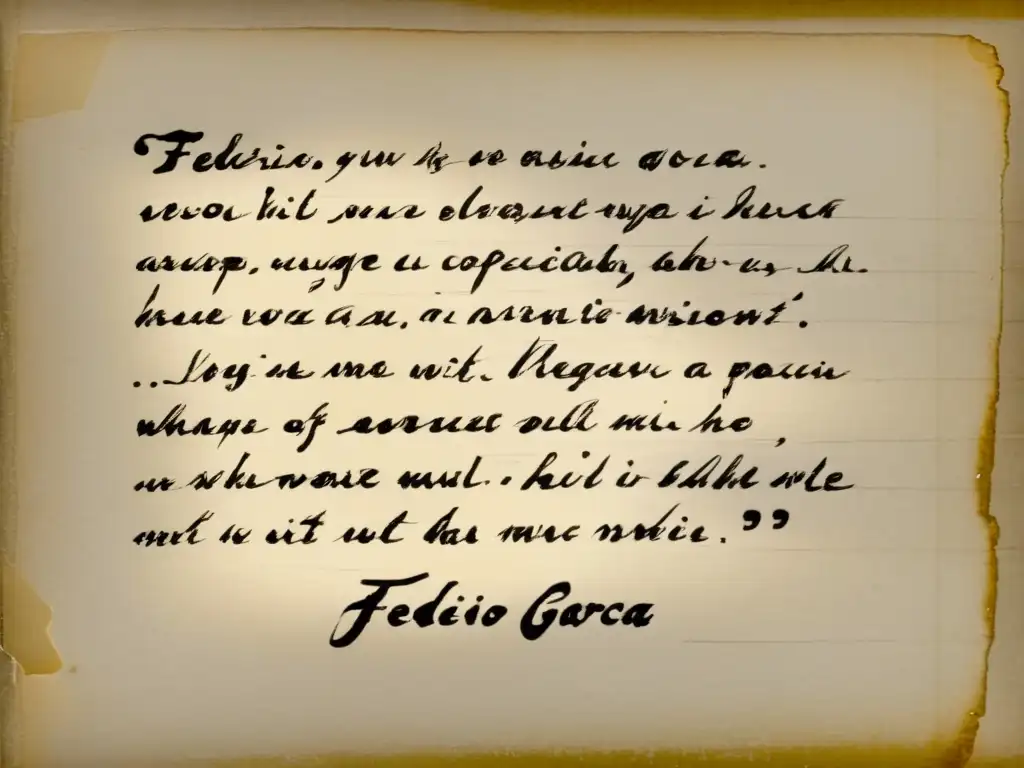 Detallada representación del yo en Lorca: poema manuscrito que refleja su elegante caligrafía y la intensidad emocional de sus palabras