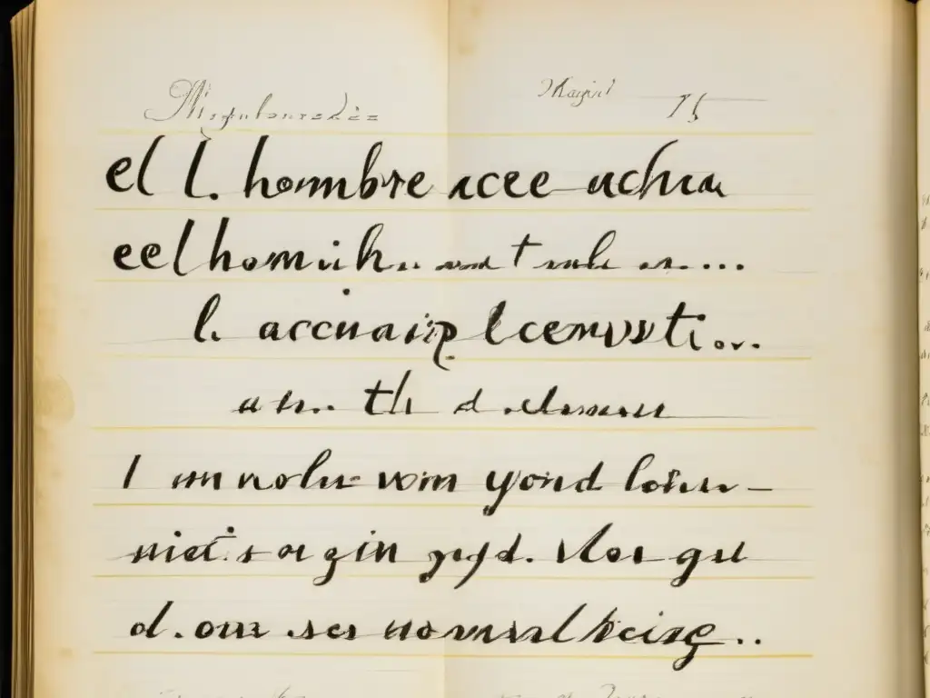 Detalle de manuscrito original de Miguel Hernández de 'El Hombre Acecha', evocando la historia y la intensidad emocional