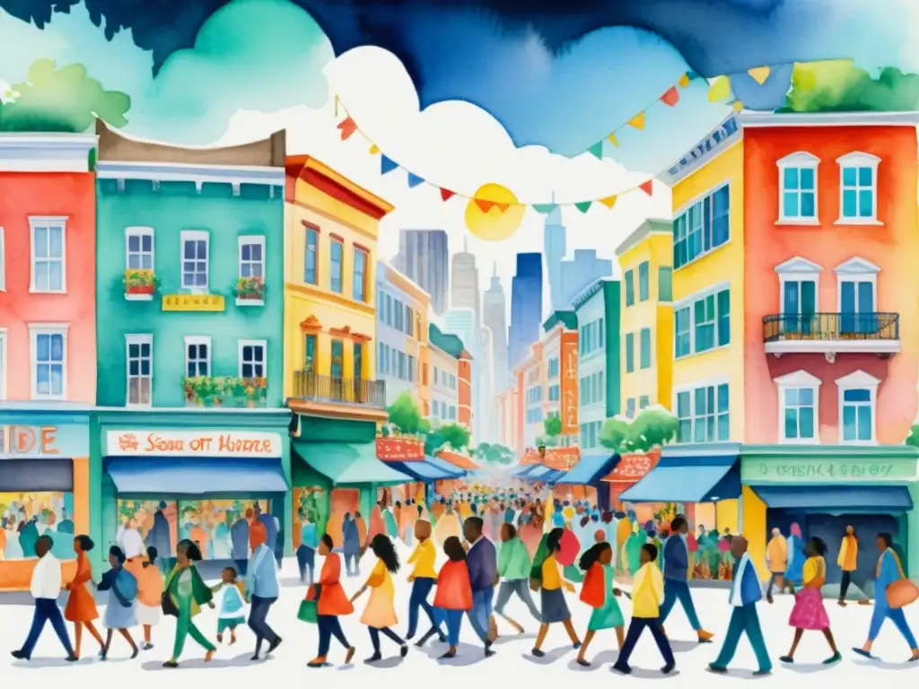 Un emocionante mural de poesía social compromiso ético, retratando una ciudad vibrante llena de diversidad y solidaridad