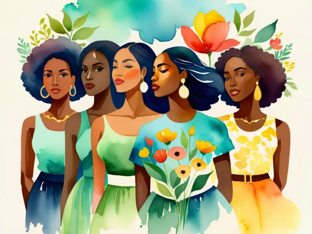 Unidas y empoderadas, mujeres diversas en una hermosa pintura acuarela