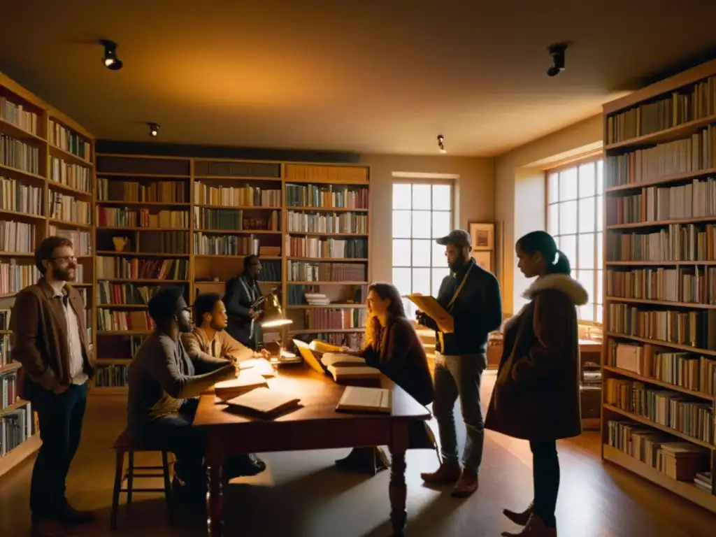 Un espacio de taller iluminado con libros y instrumentos musicales