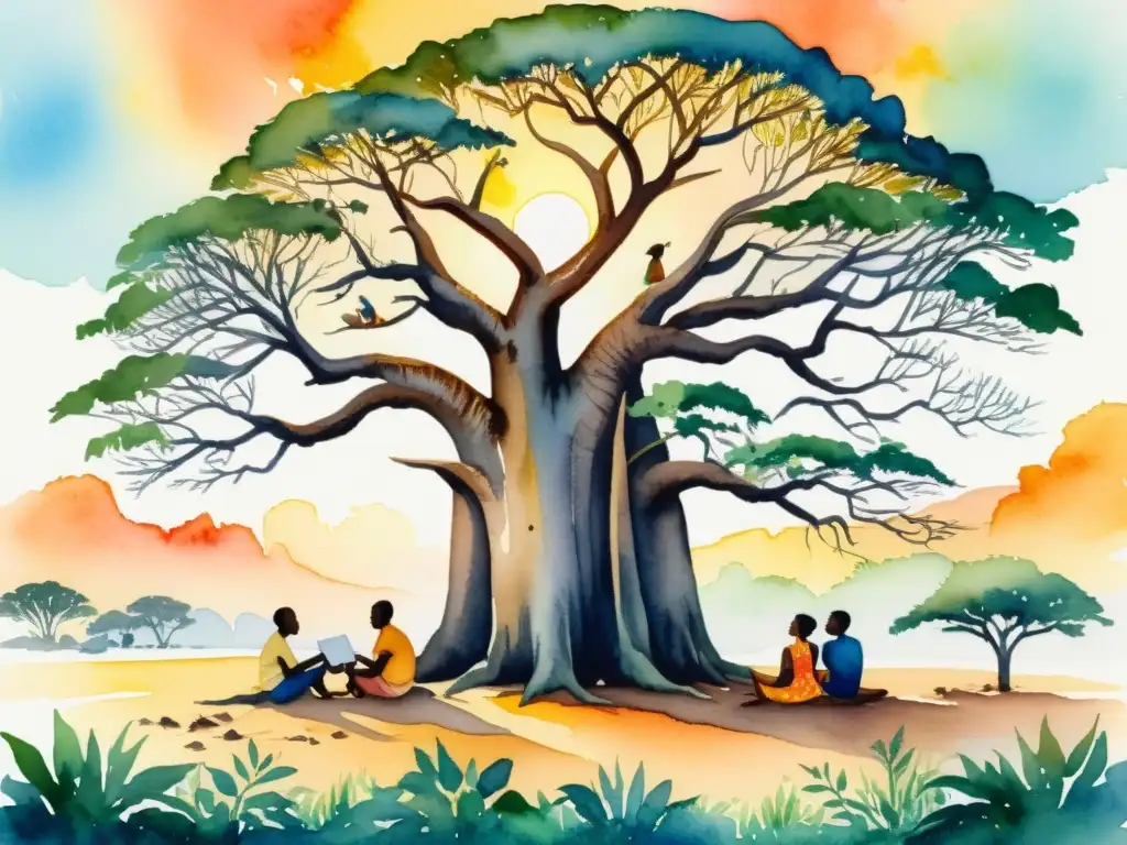 Un grupo de poetas se reúnen bajo un baobab en Dar es Salaam, envueltos en creatividad y renacimiento