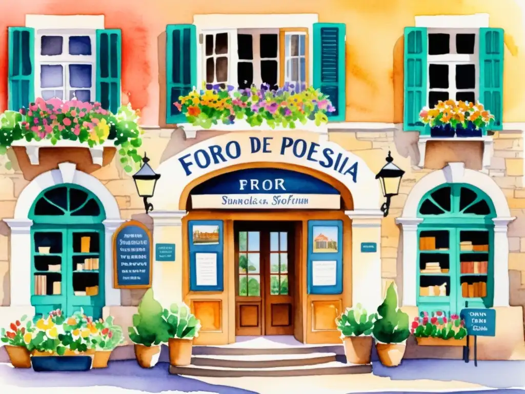 Foro de Poesía: Encuentro poético al atardecer Imagen de un animado foro de poesía para conectar, bañado por la cálida luz del atardecer y rodeado de flores coloridas