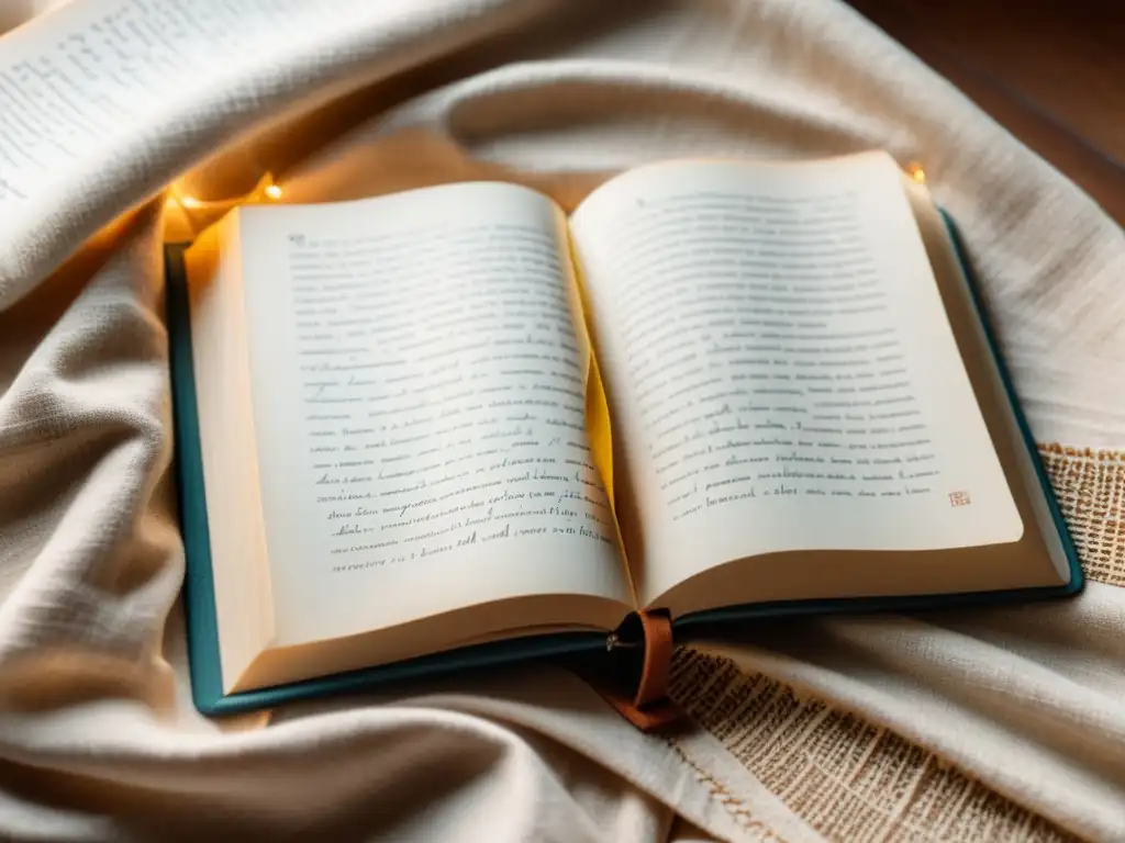 Poesía íntima: micropoemas escritos a mano en un libro abierto Una imagen cálida y acogedora de micropoesía en español, invita a explorar la intimidad y la introspección