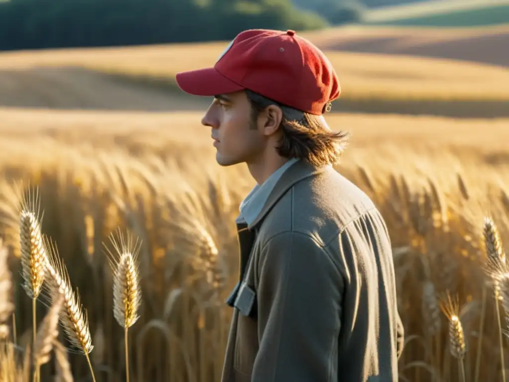 Imagen poética: Holden Caulfield en el campo de trigo dorado, evocando 'El guardián entre el centeno'