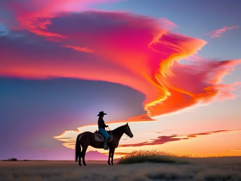 Un jinete contempla la tierra en el atardecer, reflejando la sabiduría nativa y la poesía Lakota en la naturaleza