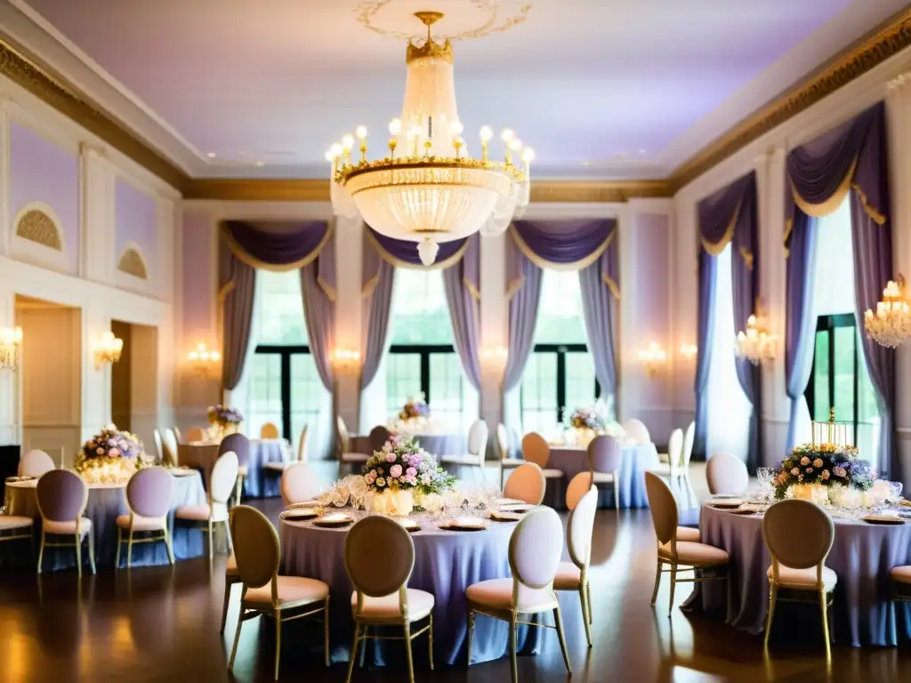 Una majestuosa gala poética en un salón adornado con flores y luz tenue