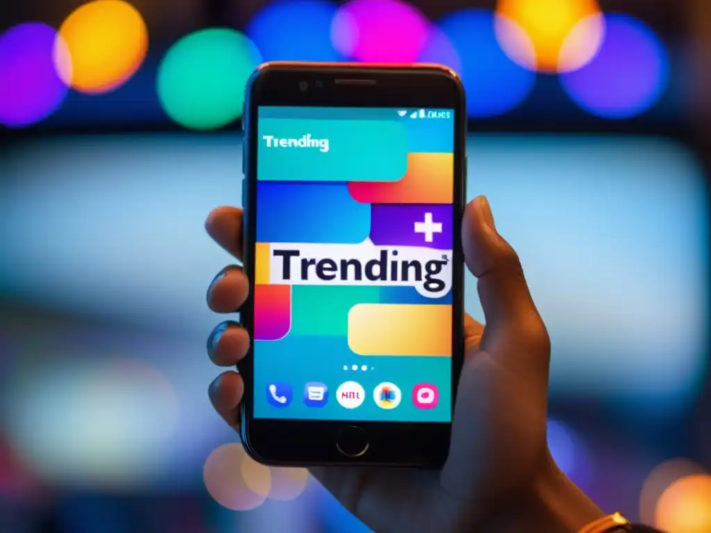 Mano suave sostiene smartphone con hashtag poético en pantalla, redes sociales reescribiendo la poesía en moderna conectividad digital