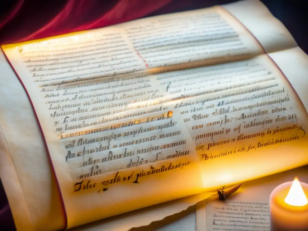 Manuscrito antiguo iluminado por velas, con caligrafía francesa y escenas de trovadores, revela tradiciones medievales