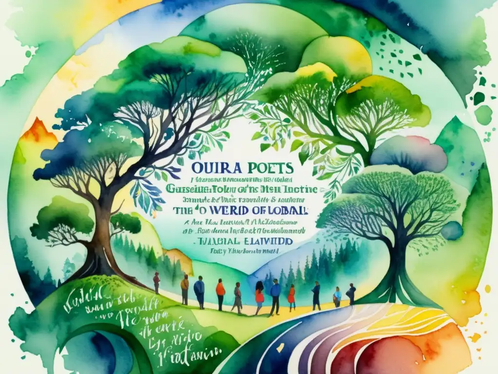 Poetas del mundo recitando versos Obra de acuarela detallada en 8k de poetas de todo el mundo recitando en sus idiomas