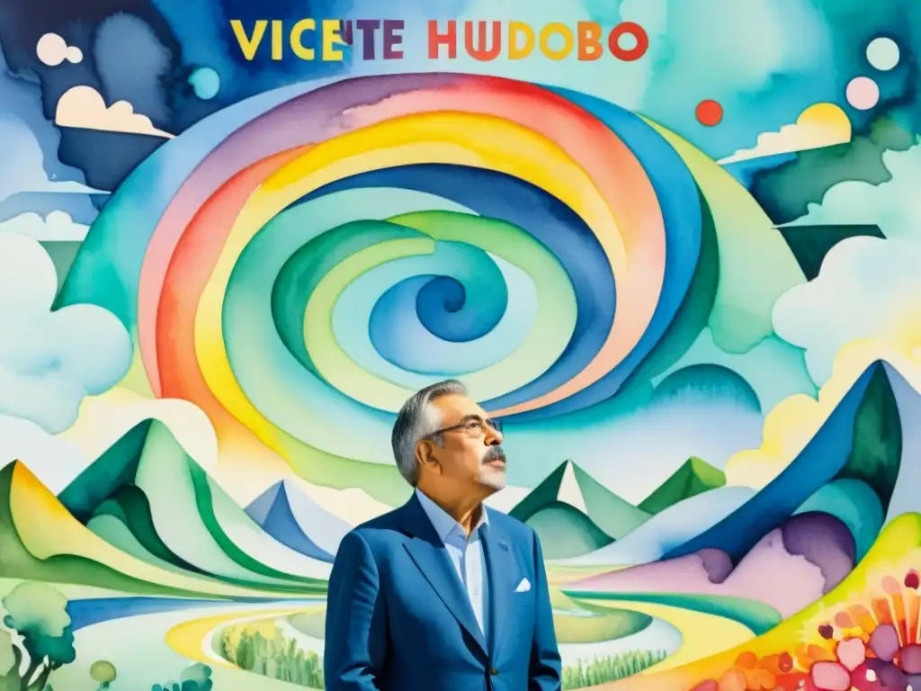 Obra de creacionismo de Vicente Huidobro: surrealismo, colores vibrantes y una atmósfera de creatividad y asombro