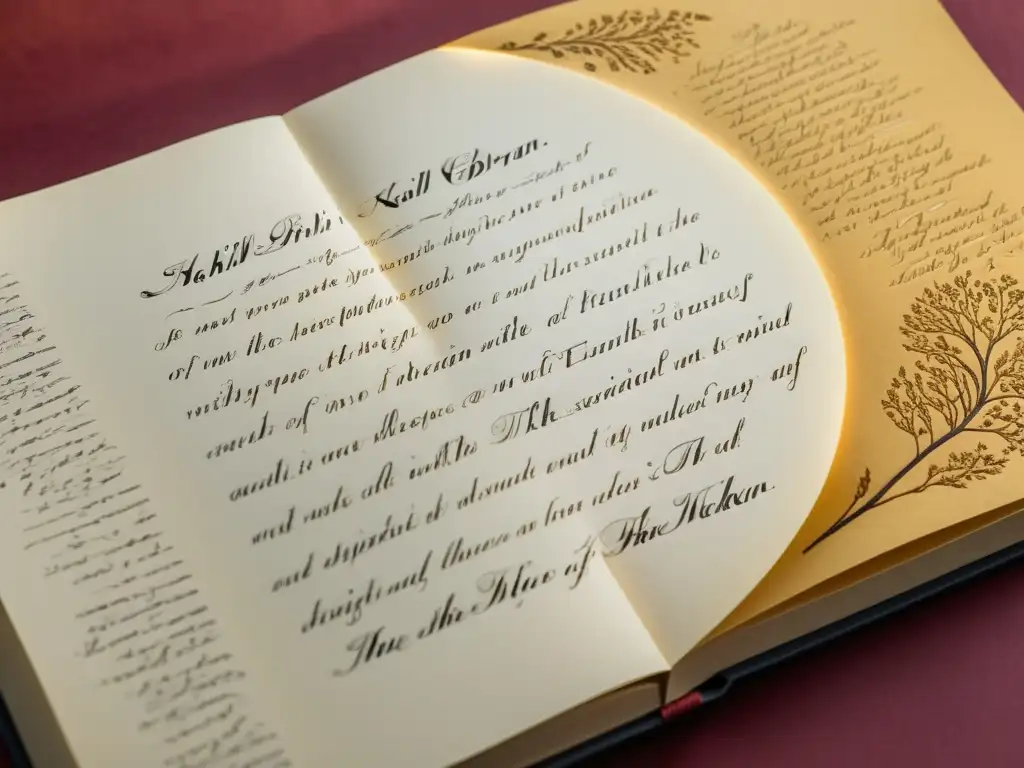 Poesía manuscrita de Kahlil Gibran: fusión artística oriental y occidental Poesía de Kahlil Gibran que fusiona Oriente y Occidente en caligrafía e ilustraciones etéreas, evocando su legado poético