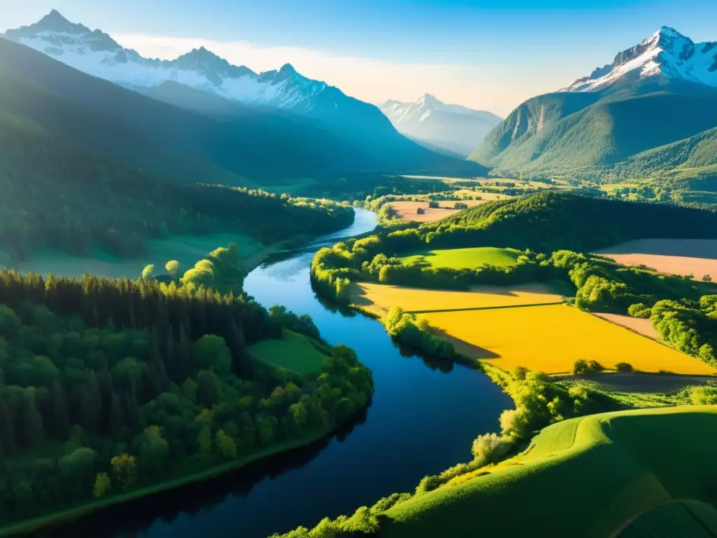 Un paisaje expansivo y verde se extiende ante nosotros, con colinas onduladas y bosques exuberantes que se extienden hasta donde alcanza la vista