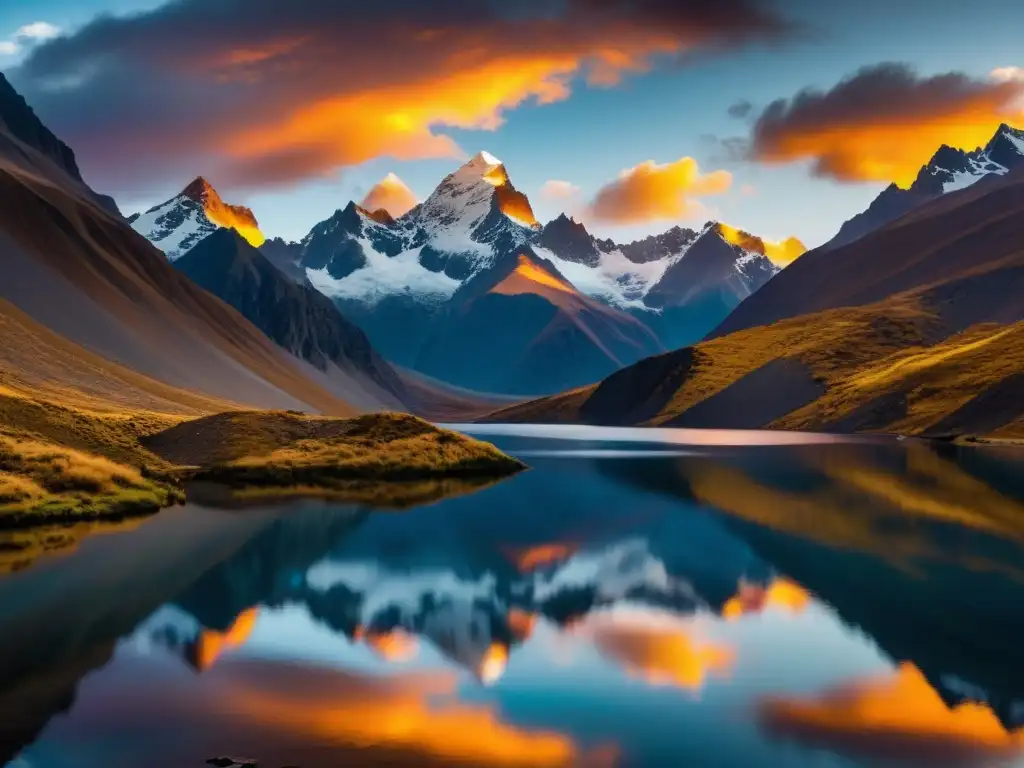 Paisaje de montañas Andinas al atardecer, reflejando la poesía Iberoamericana en el Romanticismo y Modernismo