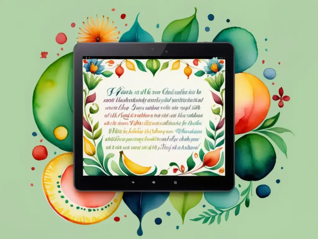 Watercolor de tablets Android personalizadas con poesía, evocando creatividad