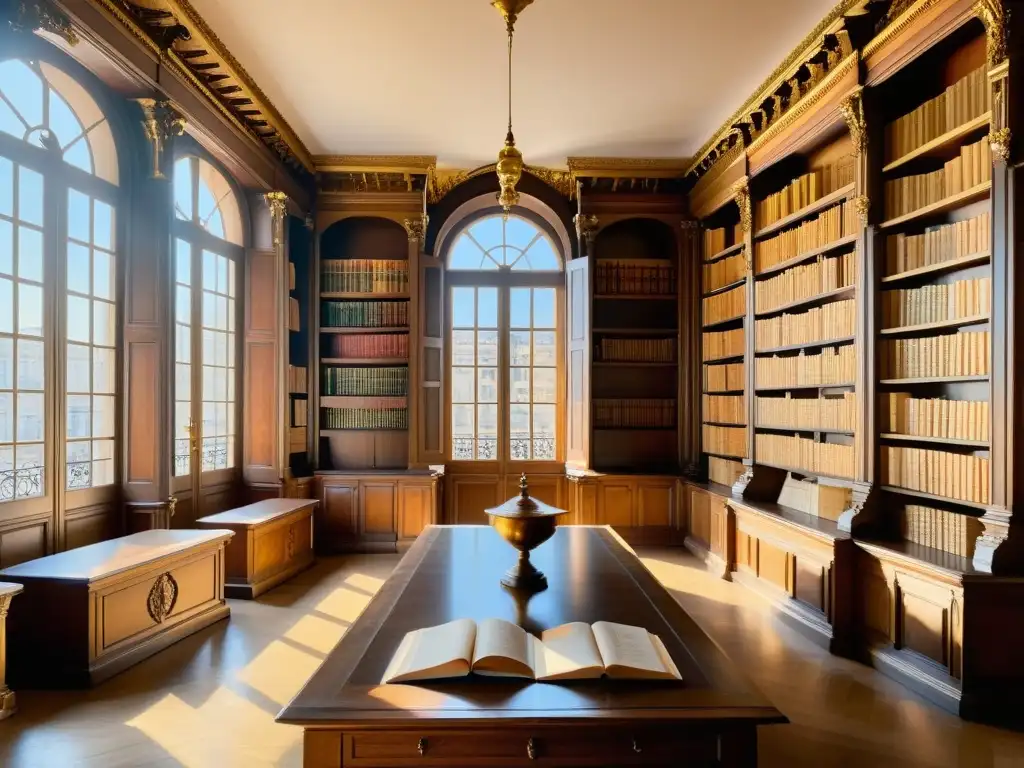 Un poeta reflexiona en una biblioteca parisina del Siglo de Plata, rodeado de libros antiguos y luz dorada