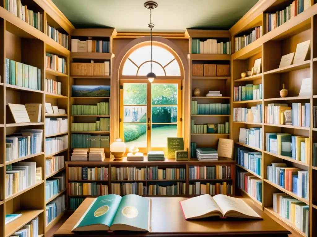 Un poeta se inspira en una librería soleada y acogedora