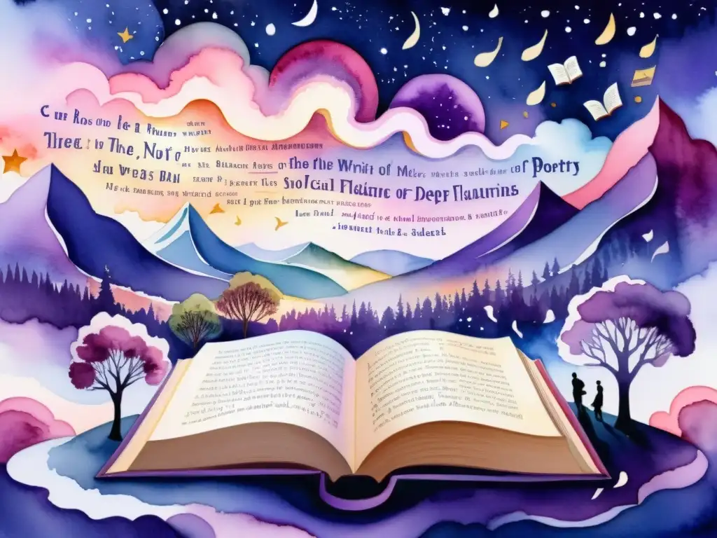 Diversos poetas y lectores se inspiran en paisaje surrealista de revistas poesía formato multimedia aceptan, bañado en cálida luz etérea