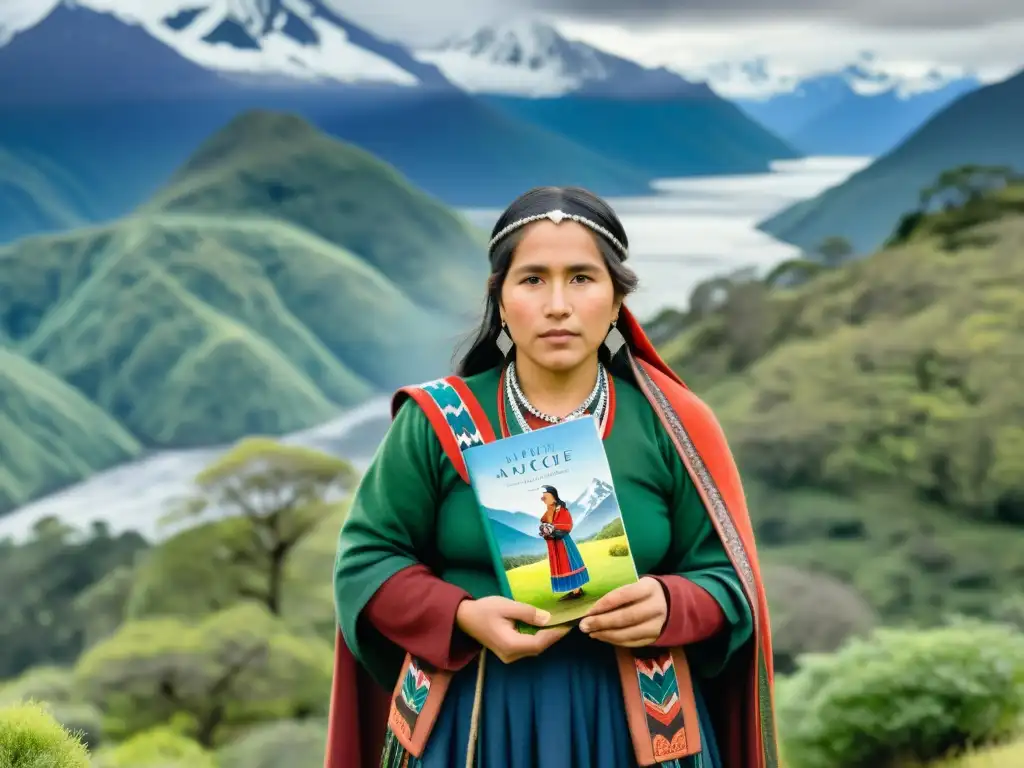 Retrato acuarela de mujer Mapuche con poesía, rebeldía y sabiduría en el sur