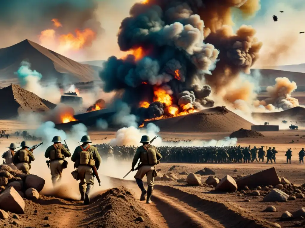 Soldados en combate durante la poesía de guerra Siglo de Plata: una escena intensa y realista llena de emociones y realidades crudas