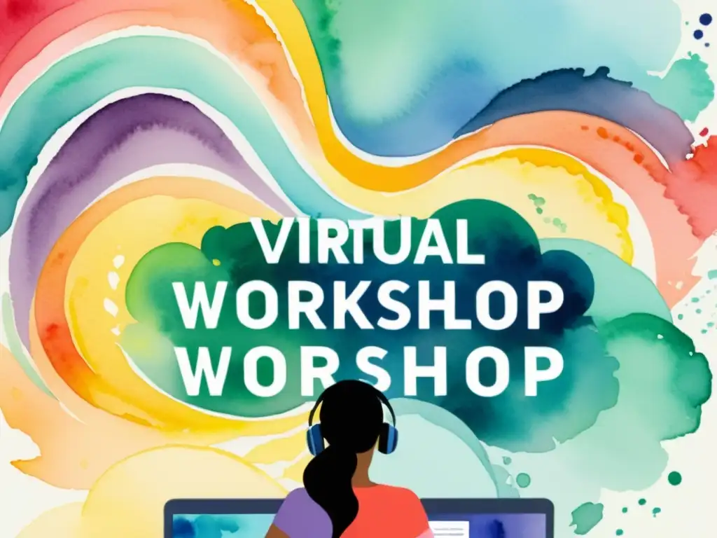 Taller de declamación poética virtual: participantes recitan poemas en plataforma digital rodeados de colores vibrantes, reflejando la energía creativa y emocional