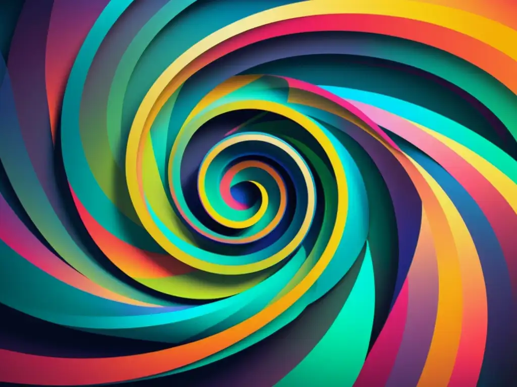 Vibrante arte digital con poesía generativa, algoritmos y creatividad humana en un paisaje de colores y formas geométricas en constante evolución