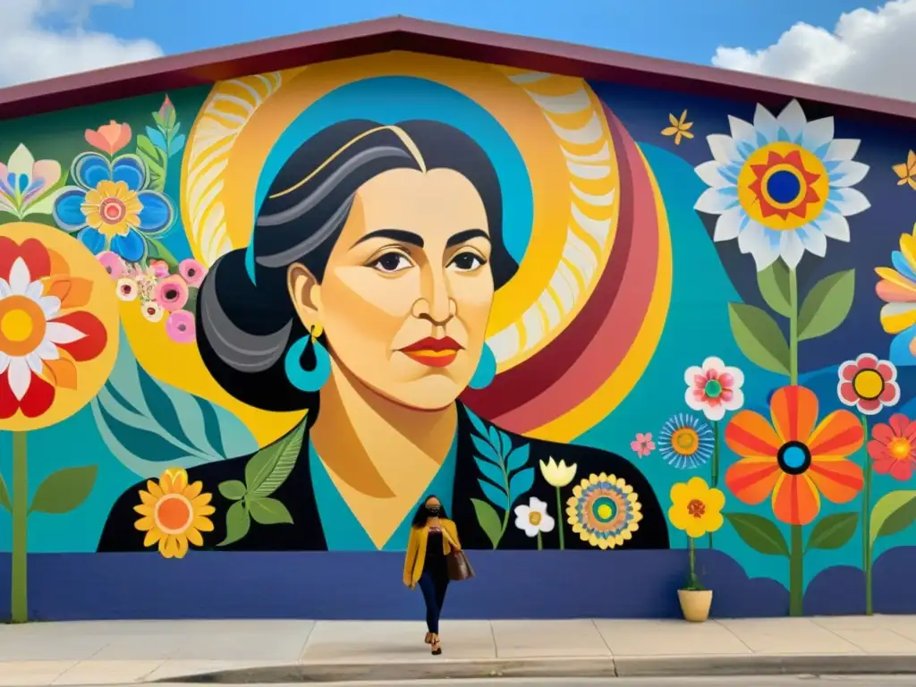 Vibrante mural de Mistral y Storni, poetisas hispanoamericanas, con expresiones poderosas