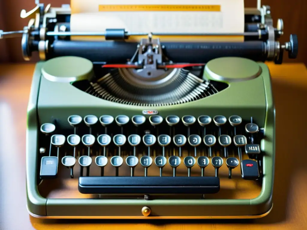 Una vista detallada de una máquina de escribir vintage con grabados florales